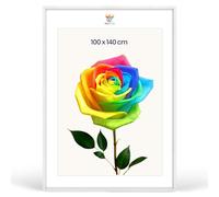 MG Design Cadre photo 100 x 140 cm - Cadre en bois Blanc avec verre acrylique incassable, portrait & paysage avec fixation murale renforcée