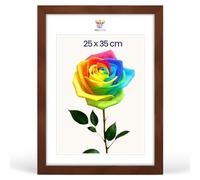 MG Design Cadre photo 25 x 35 cm - Cadre en bois Marron avec verre acrylique incassable, portrait & paysage, à accrocher et à poser