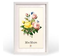 MG Design Cadre photo 30 x 50 cm - Cadre poster Blanc à haut profil avec verre acrylique incassable, avec passe-partout, portrait & paysage, fixation murale stable