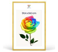 MG Design Cadre photo A1 59,4 x 84,1 cm - Cadre en bois Jaune avec verre acrylique incassable, portrait & paysage avec fixation murale stable