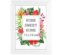 MG Design Cadre photo en bois 13 x 18 cm Blanc - plexiglas transparent, à suspendre vertical et horizontal - pour photos, posters et puzzles