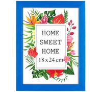 MG Design Cadre photo en bois 18 x 24 cm Bleu - plexiglas transparent, à suspendre vertical et horizontal - pour photos, posters et puzzles
