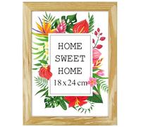 MG Design Cadre photo en bois 18 x 24 cm Naturel - plexiglas transparent, à suspendre vertical et horizontal - pour photos, posters et puzzles