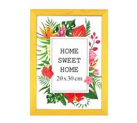 MG Design Cadre photo en bois 20 x 30 cm Jaune - plexiglas transparent, à suspendre vertical et horizontal - pour photos, posters et puzzles