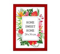 MG Design Cadre photo en bois 20 x 30 cm Rouge - plexiglas transparent, à suspendre vertical et horizontal - pour photos, posters et puzzles