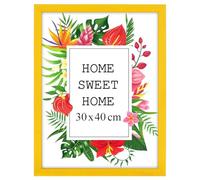 MG Design Cadre photo en bois 30 x 40 cm Jaune - plexiglas transparent, à suspendre vertical et horizontal - pour photos, posters et puzzles