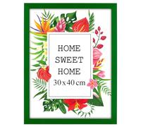MG Design Cadre photo en bois 30 x 40 cm vert avec verre acrylique - idéal pour suspendre ou poser, parfait pour mettre en valeur vos photos, affiches ou puzzles dans votre intérieur avec élégance