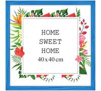 MG Design Cadre photo en bois 40 x 40 cm Bleu - plexiglas transparent, à suspendre vertical et horizontal - pour photos, posters et puzzles