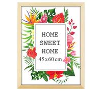 MG Design Cadre photo en bois 45 x 60 cm Naturel - plexiglas transparent, à suspendre vertical et horizontal - pour photos, posters et puzzles