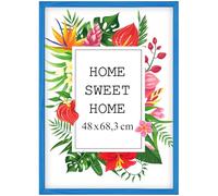 MG Design Cadre photo en bois 48 x 68 cm Bleu - plexiglas transparent, à suspendre vertical et horizontal - pour photos, posters et puzzles