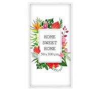 MG Design Cadre photo en bois 50 x 100 cm Blanc - plexiglas transparent, à suspendre vertical et horizontal - pour photos, posters et puzzles