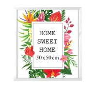 MG Design Cadre photo en bois 50 x 50 cm blanc avec verre acrylique - idéal pour suspendre ou poser, parfait pour mettre en valeur vos photos, affiches ou puzzles dans votre intérieur avec élégance