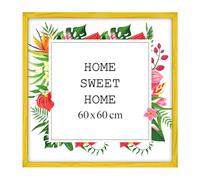 MG Design Cadre photo en bois 60 x 60 cm Jaune - plexiglas transparent, à suspendre vertical et horizontal - pour photos, posters et puzzles