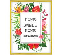 MG Design Cadre photo en bois 60 x 80 cm Jaune - plexiglas transparent, à suspendre vertical et horizontal - pour photos, posters et puzzles