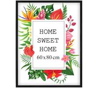 MG Design Cadre photo en bois 60 x 80 cm Noir - plexiglas transparent, à suspendre vertical et horizontal - pour photos, posters et puzzles