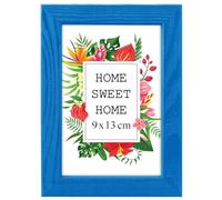 MG Design Cadre photo en bois 9 x 13 cm bleu avec verre acrylique - idéal pour suspendre ou poser, parfait pour mettre en valeur vos photos, affiches ou puzzles dans votre intérieur avec élégance