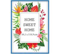 MG Design Cadre photo en bois A0 84,1 x 118,9 cm Bleu - plexiglas transparent, à suspendre vertical et horizontal - pour photos, posters et puzzles