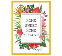 MG Design Cadre photo en bois A3 29,7 x 42 cm Jaune - plexiglas transparent, à suspendre vertical et horizontal - pour photos, posters et puzzles