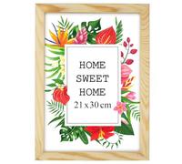 MG Design Cadre photo en bois A4 21 x 29,7 cm Naturel - plexiglas transparent, à suspendre vertical et horizontal - pour photos, posters et puzzles