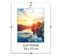 MG Design Cadre photo sans cadre | 20x25cm | Verre acrylique | avec clips | Porte-photo pour affiches photos | Cadre d'affiche | plusieurs tailles | bon pour salon, salle à manger, cuisine