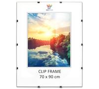 MG Design Cadre photo sans cadre | 70x90 cm | Verre acrylique | avec clips | Porte-photo pour affiches photos | Cadre d'affiche | plusieurs tailles | bon pour salon, salle à manger, cuisine
