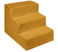 Mg Design Escalier pour Chien 3 marches Jaune - Structure en Bois Stable, marches Douces - léger et Mobile, pour canapé et lit