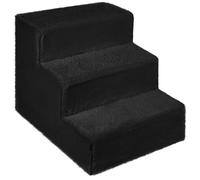 Mg Design Escalier pour Chien 3 marches Noir - Structure en Bois Stable, marches Douces - léger et Mobile, pour canapé et lit