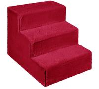 Mg Design Escalier pour Chien 3 marches Rouge - Structure en Bois Stable, marches Douces - léger et Mobile, pour canapé et lit