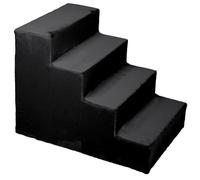 Mg Design Escalier pour Chien 4 marches Noir - Structure en Bois Stable, marches Douces - léger et Mobile, pour canapé et lit