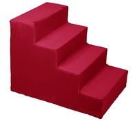 Mg Design Escalier pour Chien 4 marches Rouge - Structure en Bois Stable, marches Douces - léger et Mobile, pour canapé et lit