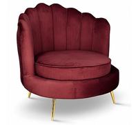 MG Design Fauteuil Coquillage en Velours Bordeaux - Fauteuil de Salon avec Pieds dorés, Grand siège et Dossier capitonné