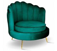 MG Design Fauteuil Coquillage en Velours Vert - Fauteuil de Salon avec Pieds dorés, Grand siège et Dossier capitonné