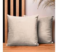 MG Design Lot de 2 Housses de Coussin 30 x 30 cm Beige - Velours Doux à léger reflet, décoratives pour canapé et Salon