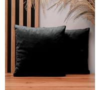MG Design Lot de 2 Housses de Coussin 35 x 35 cm Noir - Velours Doux à léger reflet, décoratives pour canapé et Salon