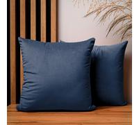 MG Design Lot de 2 Housses de Coussin 40 x 40 cm Bleu Marine - Velours Doux à léger reflet, décoratives pour canapé et Salon