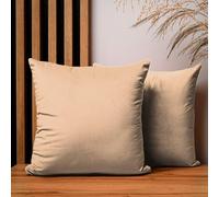 MG Design Lot de 2 Housses de Coussin 40 x 40 cm Marron Clair - Velours Doux à léger reflet, décoratives pour canapé et Salon