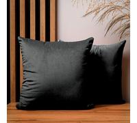 MG Design Lot de 2 Housses de Coussin 40 x 40 cm Noir - Velours Doux à léger reflet, décoratives pour canapé et Salon