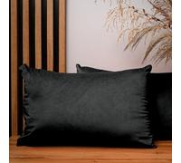 MG Design Lot de 2 Housses de Coussin 40 x 60 cm Noir - Velours Doux à léger reflet, décoratives pour canapé et Salon