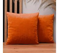 MG Design Lot de 2 Housses de Coussin 50 x 50 cm Orange - Velours Doux à léger reflet, décoratives pour canapé et Salon