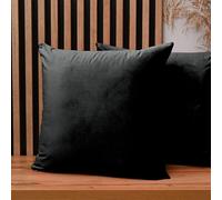 MG Design Lot de 2 Housses de Coussin 55 x 55 cm Noir - Velours Doux à léger reflet, décoratives pour canapé et Salon