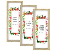 MG Design Lot de 3 Cadres Photo 20 x 50 cm en Bois Massif - Naturel, avec Verre Acrylique - à Suspendre ou à Poser, Orientation Verticale ou Horizontale - pour Photos, Affiches, Puzzles