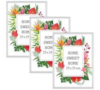 MG Design Lot de 3 Cadres Photo 25 x 35 cm en Bois Massif - Blanc, avec Verre Acrylique - à Suspendre ou à Poser, Orientation Blancicale ou Horizontale - pour Photos, Affiches, Puzzles