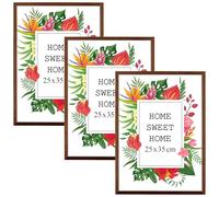 MG Design Lot de 3 Cadres Photo 25 x 35 cm en Bois Massif - Marron, avec Verre Acrylique - à Suspendre ou à Poser, Orientation Verticale ou Horizontale - pour Photos, Affiches, Puzzles