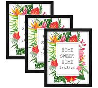MG Design Lot de 3 Cadres Photo 28 x 35 cm en Bois Massif - Noir, avec Verre Acrylique - à Suspendre ou à Poser, Orientation Verticale ou Horizontale - pour Photos, Affiches, Puzzles