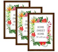 MG Design Lot de 3 Cadres Photo 30 x 45 cm en Bois Massif - Marron, avec Verre Acrylique - à Suspendre ou à Poser, Orientation Verticale ou Horizontale - pour Photos, Affiches, Puzzles