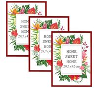 MG Design Lot de 3 Cadres Photo A3 29,7 x 42 cm en Bois Massif - Rouge, avec Verre Acrylique - à Suspendre ou à Poser, Orientation Rougeicale ou Horizontale - pour Photos, Affiches, Puzzles