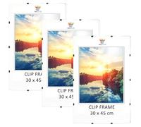 MG Design Lot de 3 cadres sans bordure en 30 x 45 cm - Cadres photo en plexiglas incassable avec dos HDF, fixation murale portrait/paysage