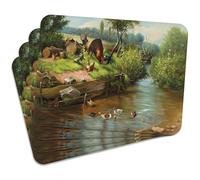 Mg Design Lot de 4 Sets de Table en liège - Courtyard by The River - 30 × 40 cm - résistants à la Chaleur, faciles à Nettoyer