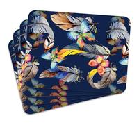 Mg Design Lot de 4 Sets de Table en liège - Feather Ethnic 2 - 30 × 40 cm - résistants à la Chaleur, faciles à Nettoyer