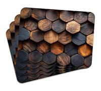 Mg Design Lot de 4 Sets de Table en liège - Wooden Hexagons - 30 × 40 cm - résistants à la Chaleur, faciles à Nettoyer